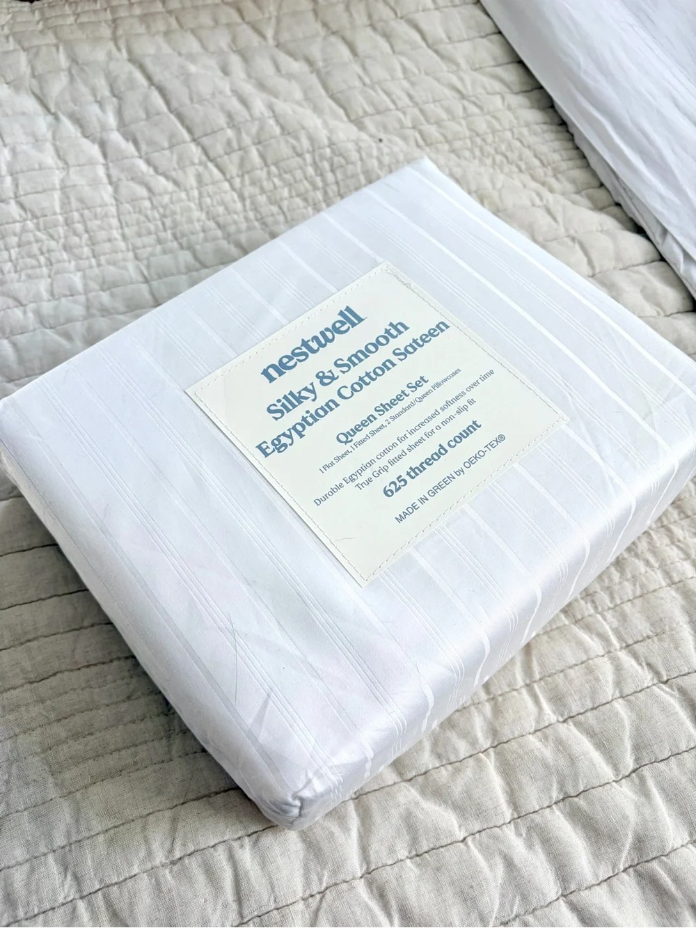 BB&B Nestwell 625 Thread Count Egyptian Cotton Sateen Queen Sheet Set